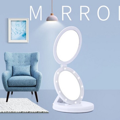 Miroir de maquillage éclairé pliable
