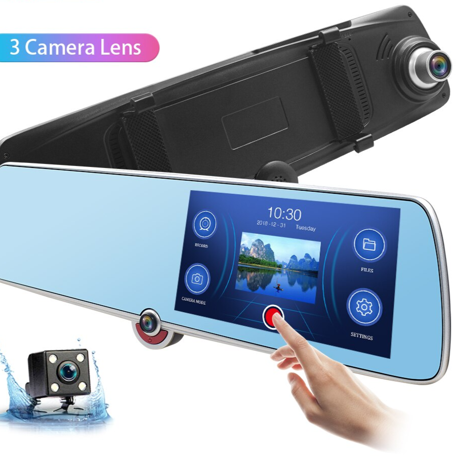 Rétroviseur la voiture atrois caméras et ecran tactile