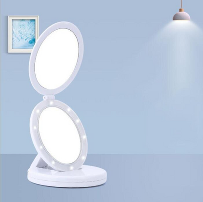 Miroir de maquillage éclairé pliable