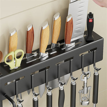 Étagère murale en aluminium avec crochets multifonctions