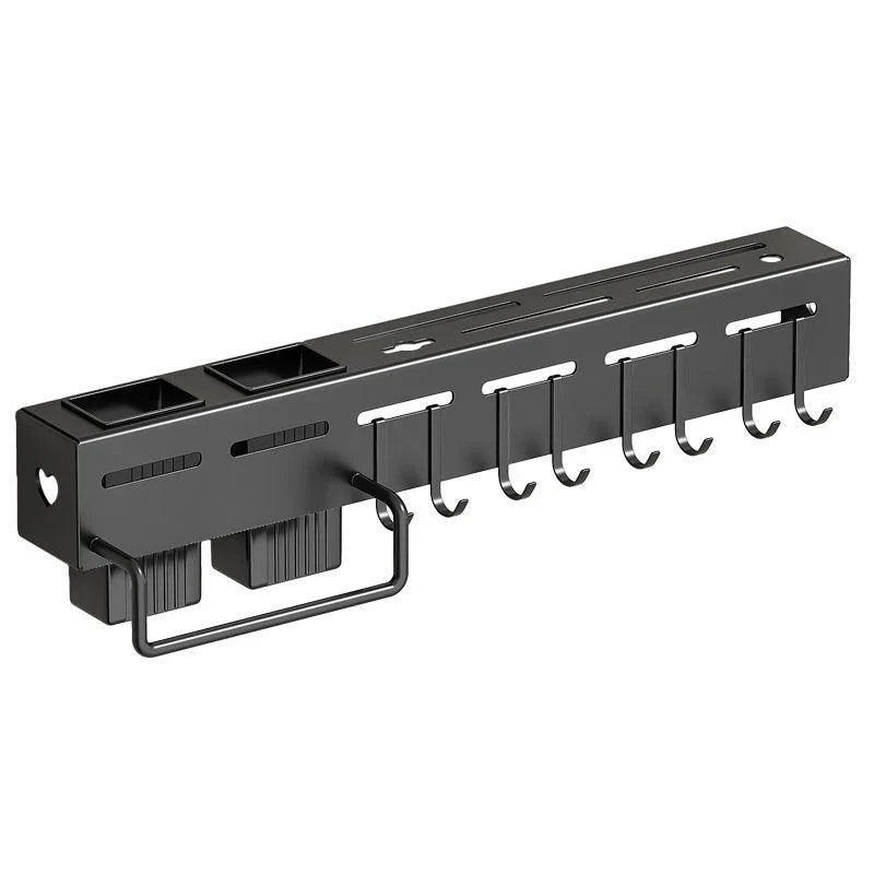 Étagère murale en aluminium avec crochets multifonctions